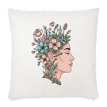 Blooming Mind - Throw Pillow Cover 17.5” x 17.5” - natural white - Front