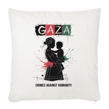 Gaza Mother and Child Protest Art - Throw Pillow Cover 17.5” x 17.5” - natural white - Front