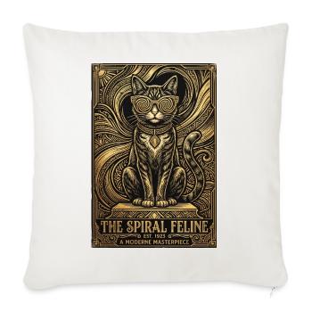 Spiral Feline: Golden Art Deco Cat - Throw Pillow Cover 17.5” x 17.5” - natural white - Front
