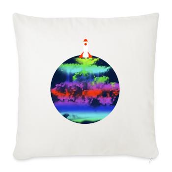 Spaceship Start Colorful - Throw Pillow Cover 17.5” x 17.5” - natural white - Front