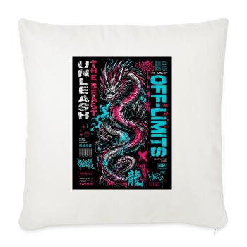 Neon Dragon Chaos Print - Throw Pillow Cover 17.5” x 17.5” - natural white - Front