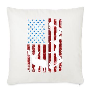 Patriotic deer hunter Elk usa flag deer hunting - Throw Pillow Cover 17.5” x 17.5” - natural white - Front