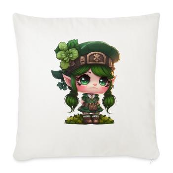 St. Patrick's Day Elf Saint Patricks Day Outfit - Throw Pillow Cover 17.5” x 17.5” - natural white - Front