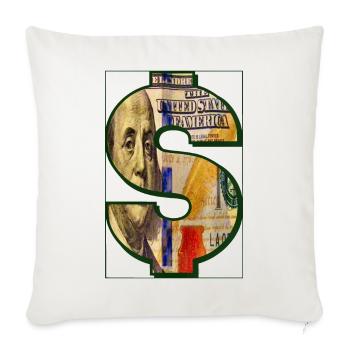 One Hundred Dollar Bill Sign - Throw Pillow Cover 17.5” x 17.5” - natural white - Front