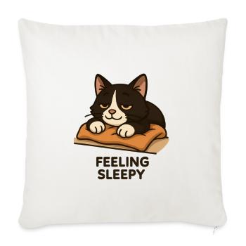 Sleepy Cat Relaxation Illustration - Throw Pillow Cover 17.5” x 17.5” - natural white - Front