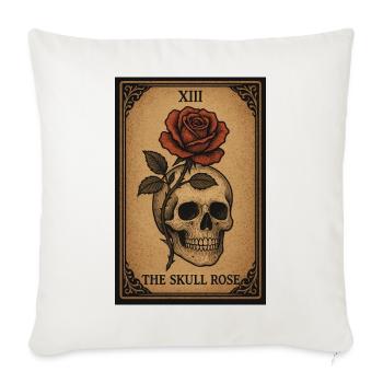 The Skull Rose Tarot Card Design - Throw Pillow Cover 17.5” x 17.5” - natural white - Front