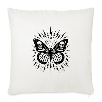 Skull Butterfly with Lightning Burst - Throw Pillow Cover 17.5” x 17.5” - natural white - Front