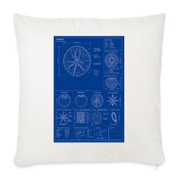 Blueprint Tomato Anatomy - Throw Pillow Cover 17.5” x 17.5” - natural white - Front