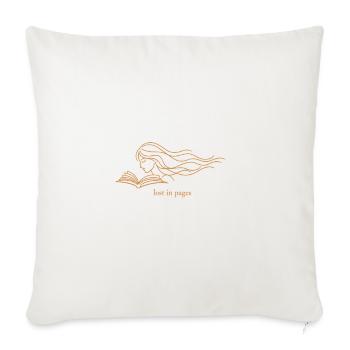 Lost in Pages — Minimal Line Art Reader - Throw Pillow Cover 17.5” x 17.5” - natural white - Front