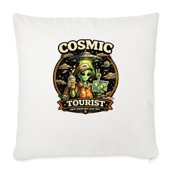 Cosmic Tourist Earth Adventures - Throw Pillow Cover 17.5” x 17.5” - natural white - Front