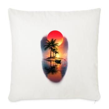 Sunset Island Palm Escape - Throw Pillow Cover 17.5” x 17.5” - natural white - Front