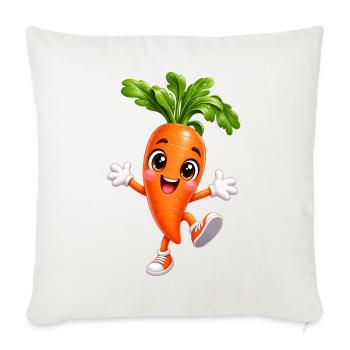 Cheerful Carrot Mascot Sprint - Throw Pillow Cover 17.5” x 17.5” - natural white - Front