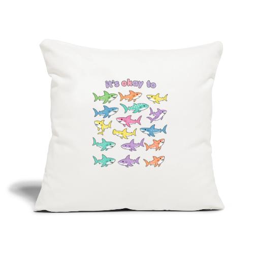 It’s Okay To – Cute Pastel Shark - Throw Pillow Cover 17.5” x 17.5”