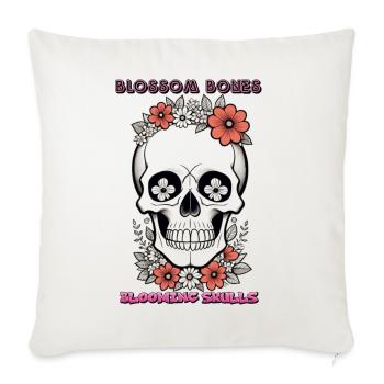Flower Skull - Throw Pillow Cover 17.5” x 17.5” - natural white - Front