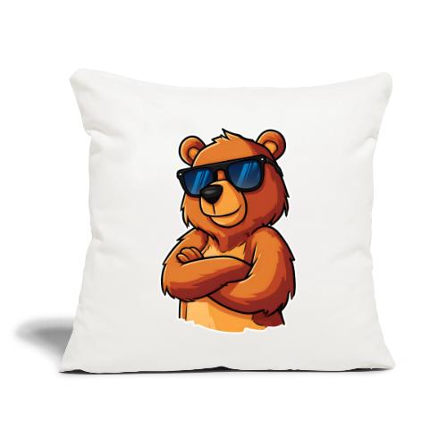 Cool Bear Sunglasses Cartoon Design - Throw Pillow Cover 17.5” x 17.5”