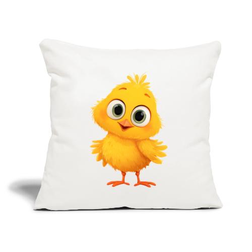 Sweet Yellow Cartoon Chick with Joyful Smile - Throw Pillow Cover 17.5” x 17.5”