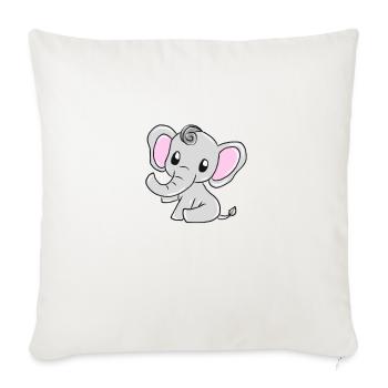 Elephant - Throw Pillow Cover 17.5” x 17.5” - natural white - Front