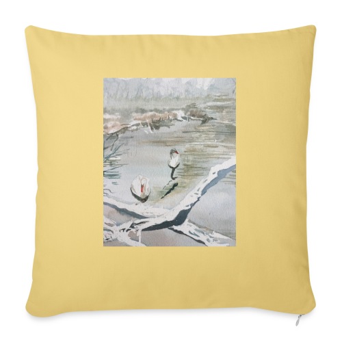 White swans - Throw Pillow Cover 17.5” x 17.5”