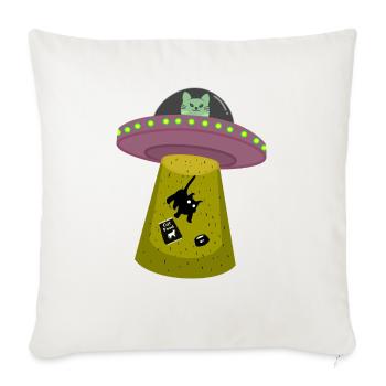 ufo cat - Throw Pillow Cover 17.5” x 17.5” - natural white - Front