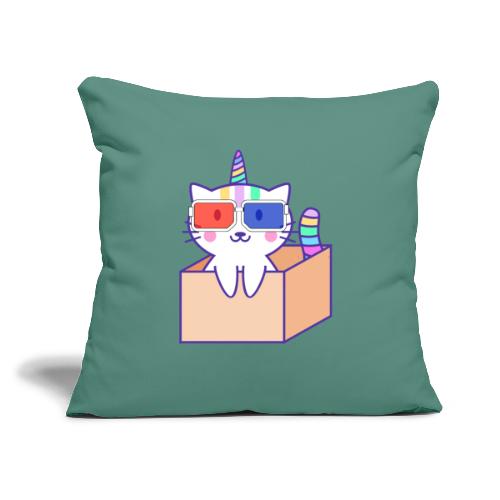 Unicorn cat with 3D glasses doing Vision Therapy! - Throw Pillow Cover 17.5” x 17.5”