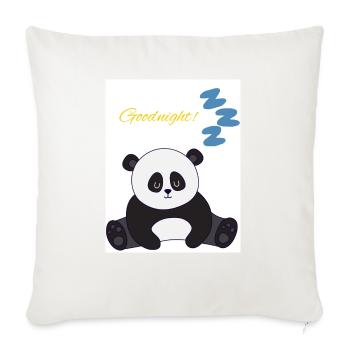 Sleepy Panda - Throw Pillow Cover 17.5” x 17.5” - natural white - Front
