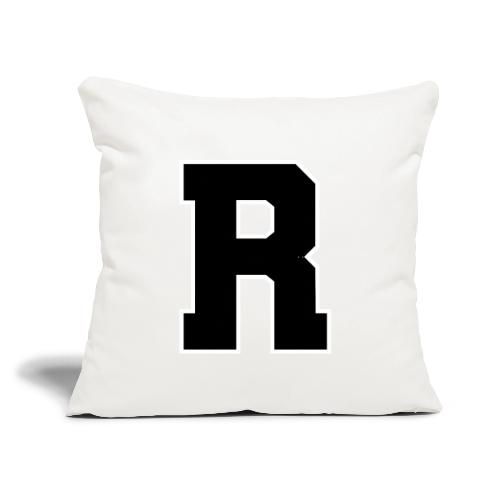 Varsity Letter R Athletic Monogram - Throw Pillow Cover 17.5” x 17.5”