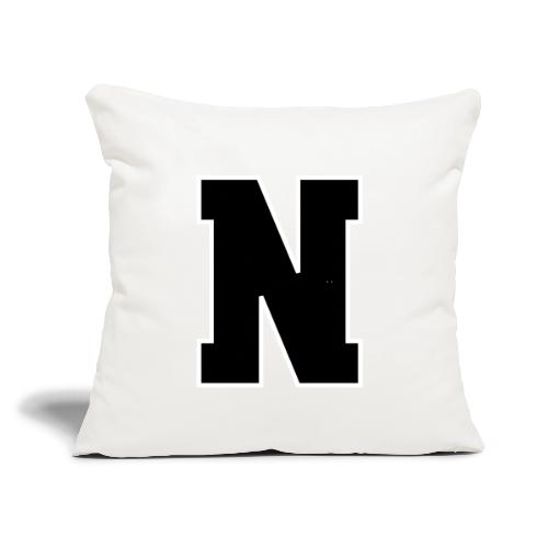 Varsity Letter N Athletic Font Graphic - Throw Pillow Cover 17.5” x 17.5”