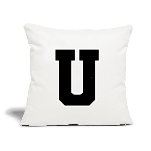 Varsity Letter U Collegiate Monogram - Throw Pillow Cover 17.5” x 17.5”