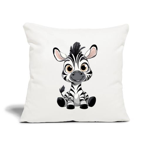 Adorable Cartoon Baby Zebra with Innocent Eyes - Throw Pillow Cover 17.5” x 17.5”