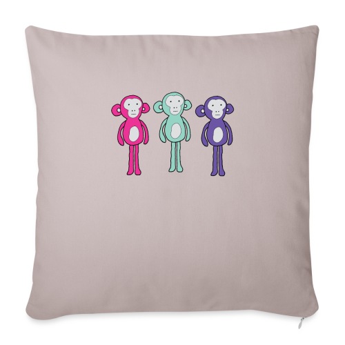 Three chill monkeys - Throw Pillow Cover 17.5” x 17.5”