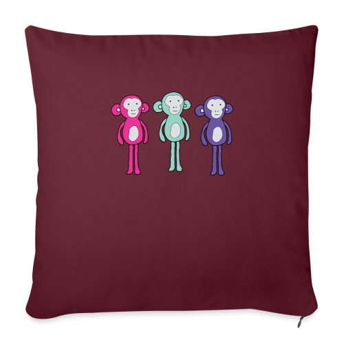 Three chill monkeys - Throw Pillow Cover 17.5” x 17.5”
