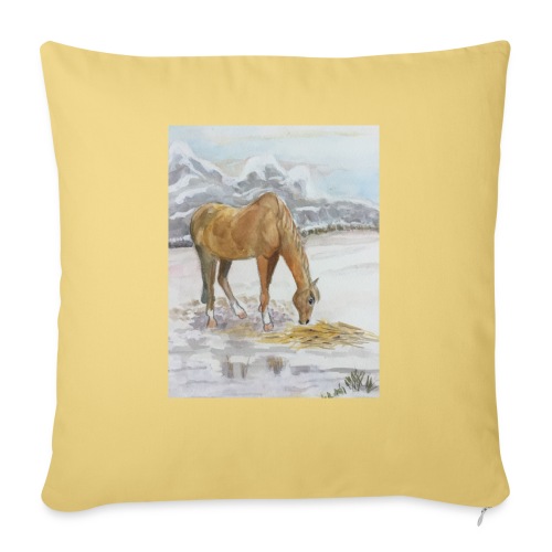 Horse grazing - Throw Pillow Cover 17.5” x 17.5”