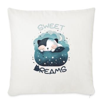cute sleepy animal : sweet dreams - Throw Pillow Cover 17.5” x 17.5” - natural white - Front