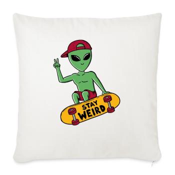 Alien And Skate - Throw Pillow Cover 17.5” x 17.5” - natural white - Front