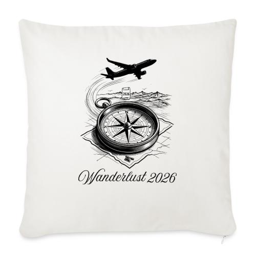 Wanderlust 2026 T-Shirt | Minimalist Travel Plane - Throw Pillow Cover 17.5” x 17.5”