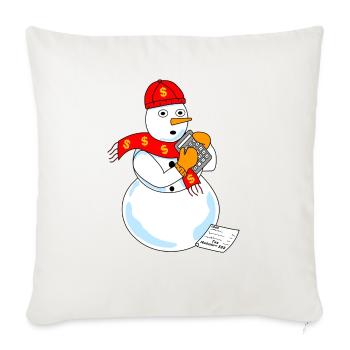 Snowman Accountant - Throw Pillow Cover 17.5” x 17.5” - natural white - Front