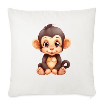 Cute Chimpanzee Baby - Throw Pillow Cover 17.5” x 17.5” - natural white - Front