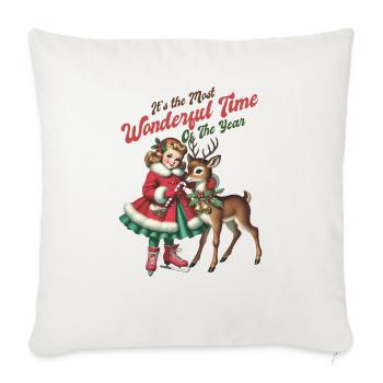 Merry Christmas, Christmas Vintage, Christmas - Throw Pillow Cover 17.5” x 17.5” - natural white - Front