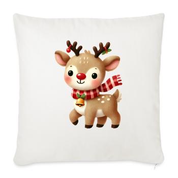 Deer Christmas, Merry Christmas, Christmas Retro - Throw Pillow Cover 17.5” x 17.5” - natural white - Front