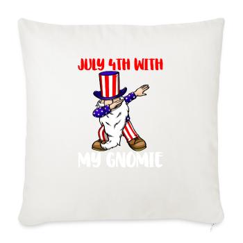 July 4Th With My Gnome - Throw Pillow Cover 17.5” x 17.5” - natural white - Front