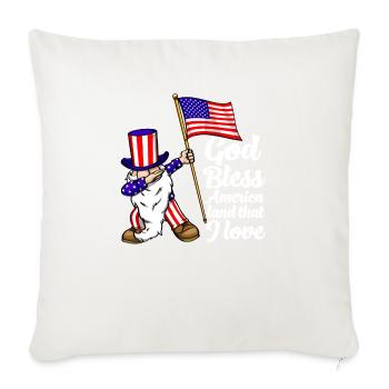God Bless America Land That I Love - Throw Pillow Cover 17.5” x 17.5” - natural white - Front