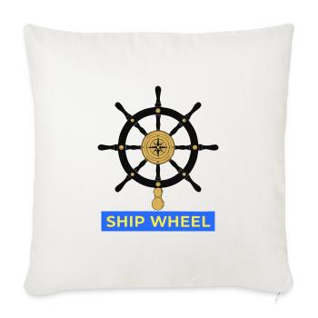 Nautical Ship Wheel Compass Emblem - Throw Pillow Cover 17.5” x 17.5” - natural white - Front