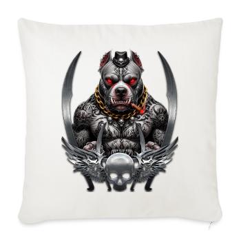 Dark Warrior Pitbull Graphic Design - Throw Pillow Cover 17.5” x 17.5” - natural white - Front