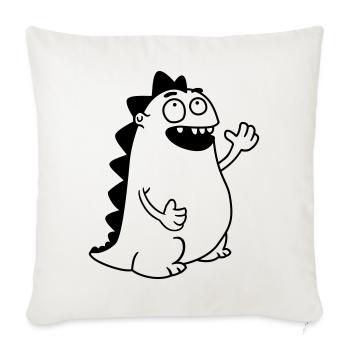 Waving Dino Kawaii - Throw Pillow Cover 17.5” x 17.5” - natural white - Front
