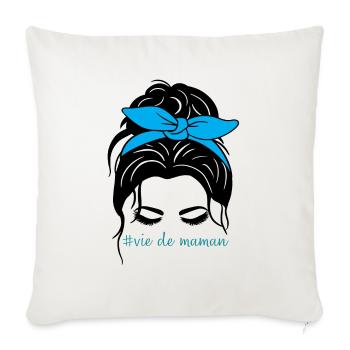 Maman vie de maman cadeau maman fête des mères - Throw Pillow Cover 17.5” x 17.5” - natural white - Front