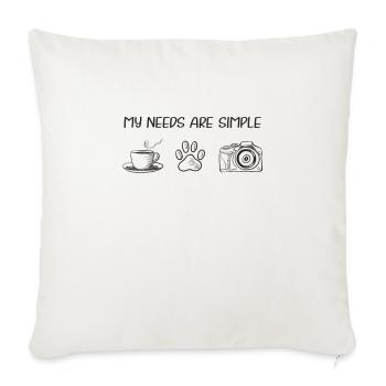 Coffee Dog Camera - Throw Pillow Cover 17.5” x 17.5” - natural white - Front