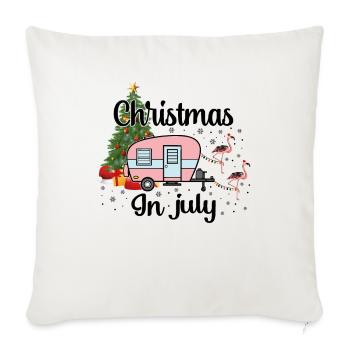 Christmas In July - Throw Pillow Cover 17.5” x 17.5” - natural white - Front