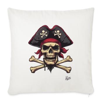Grinning Pirate Skull & Crossbones - Throw Pillow Cover 17.5” x 17.5” - natural white - Front