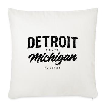 Vintage Detroit Michigan - Throw Pillow Cover 17.5” x 17.5” - natural white - Front