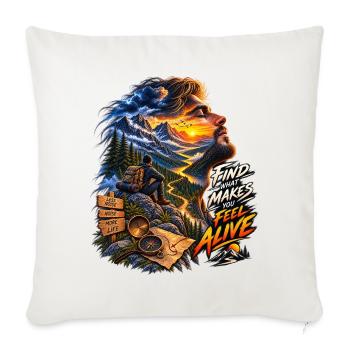 Feel Alive Summit Adventure - Throw Pillow Cover 17.5” x 17.5” - natural white - Front